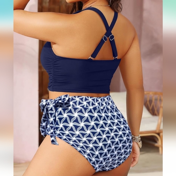 TEMPT ME PLUS SIZE 2 Piece High Waisted Bikini Swimsuit - Picture 2 of 7